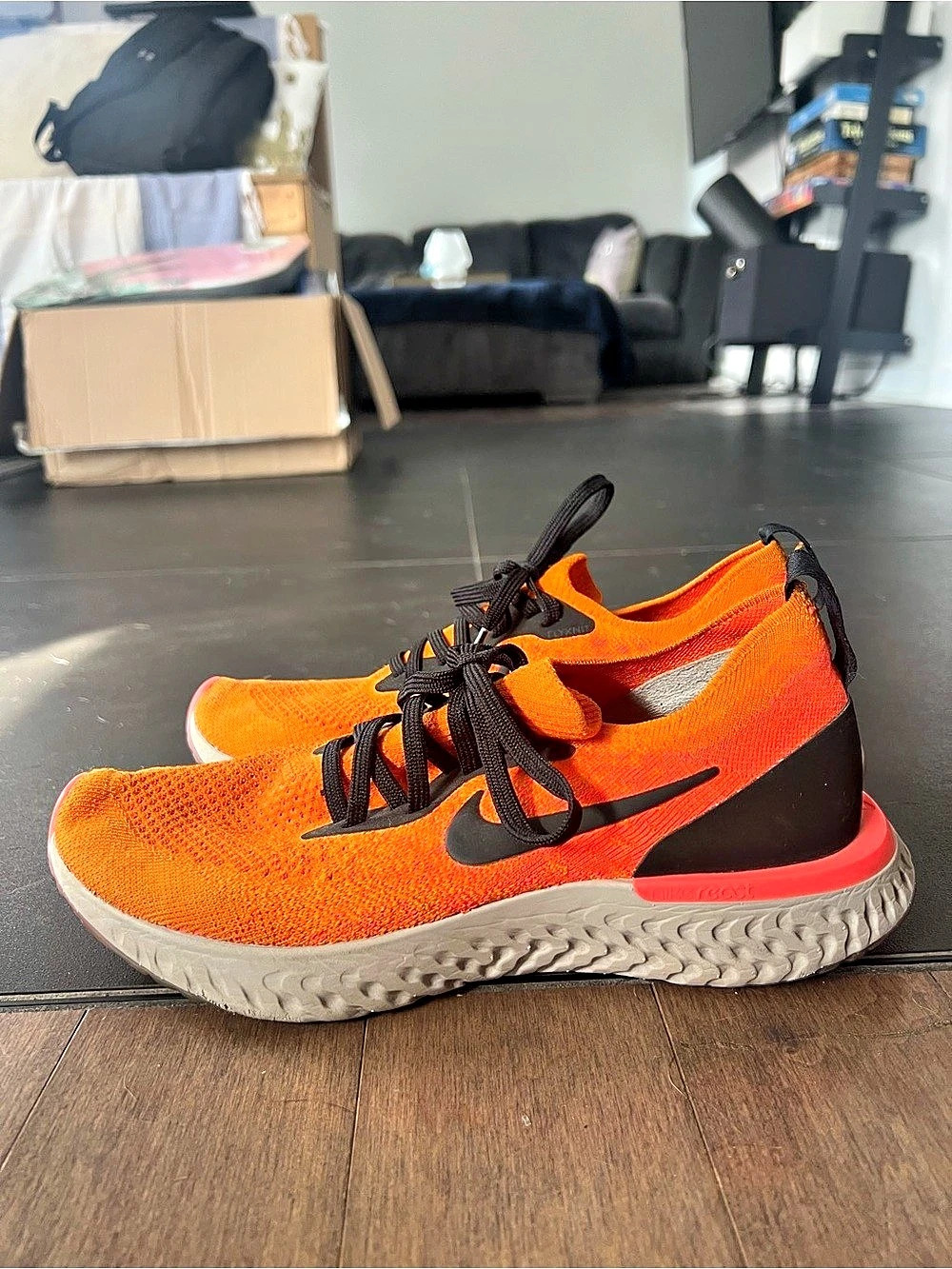 Nike Epic React Flyknit Women's Orange & Black US 9.5